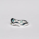 Wave Ring Silver with 3 Stones # 5 | Size 6.5