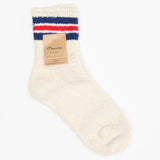 Slub Nep 3 Stripe Socks | Navy x Red