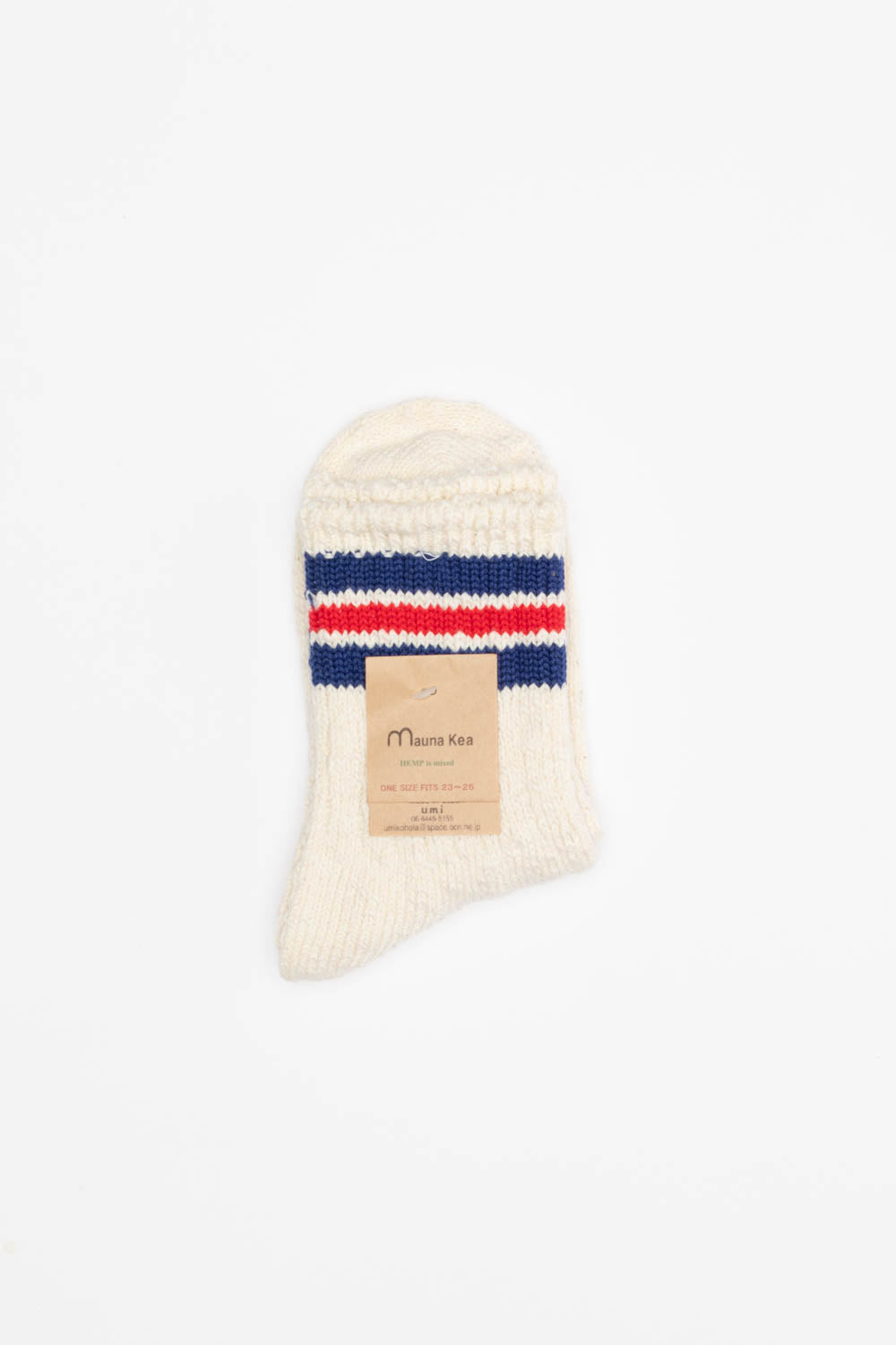 Slub Nep 3 Stripe Socks | Navy x Red