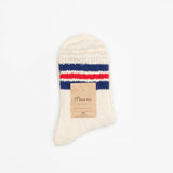 Slub Nep 3 Stripe Socks | Navy x Red