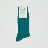 Praha Egyptian Cotton Ribbed Sock | Aquarium Blue