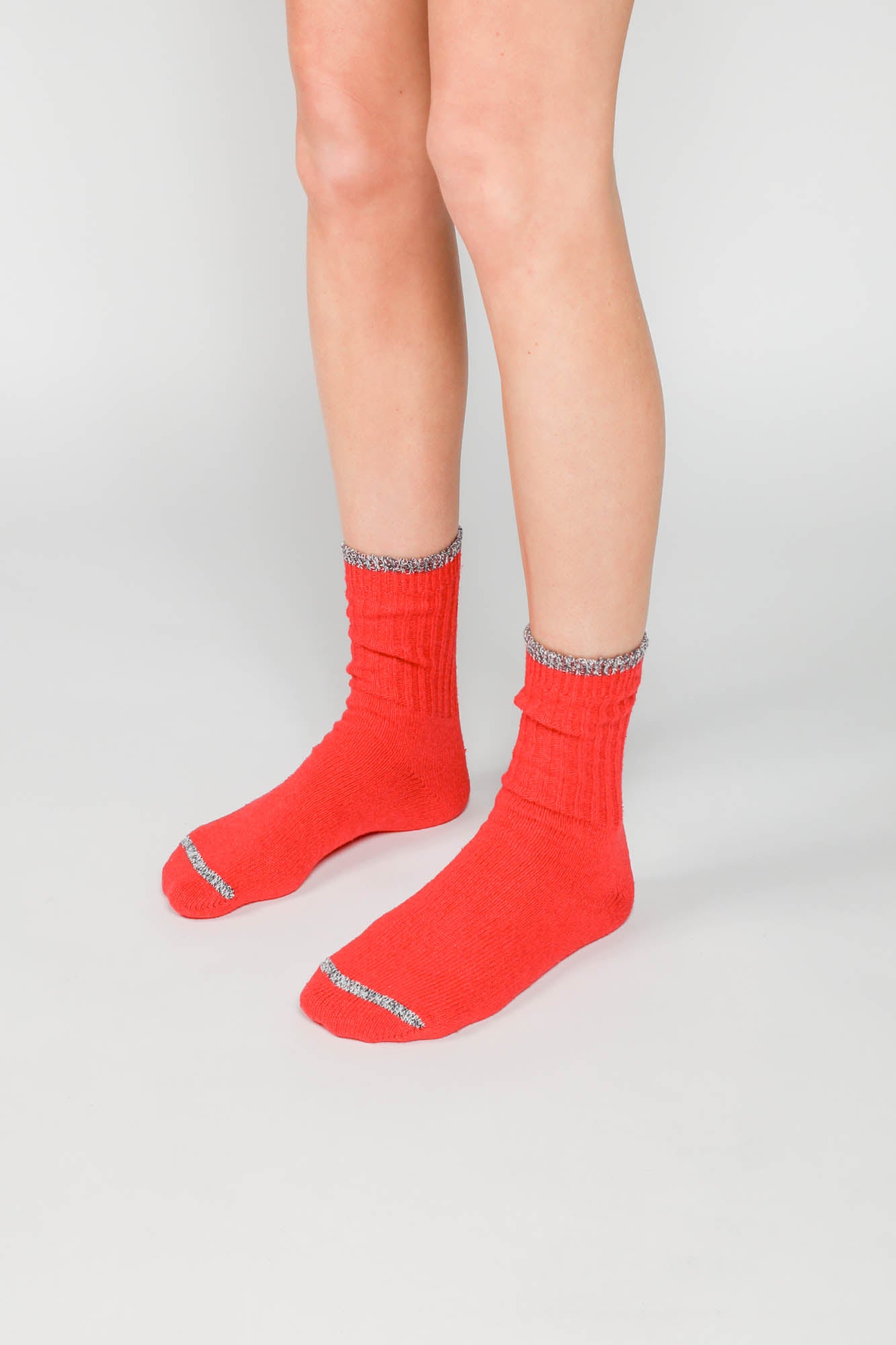 Silk Cotton Socks, Red