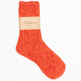 Slub Low Gauge Rib Socks | Orange