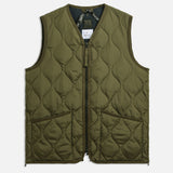 Military V Neck W-Zip Down Vest | Dark Olive