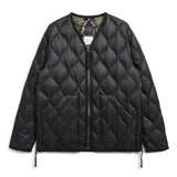 Military V Neck W-Zip Down Jacket (Soft Shell) | Black