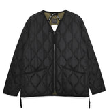 Military V Neck W-Zip Down Jacket | Black