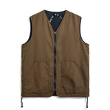 Non Down Military Reversible V Neck Vest | Dark Navy