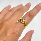 Wave Ring Gold with 3 Stones # 3 | Size 7