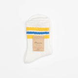 Slub Nep 3 Stripe Socks | Yellow x Blue