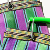 Recycled Plastic Stripe Bag / Rectangle D15 | Green x Purple