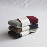 Oslo Mohair Wool Pile Socks | Red and Grey