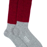 Oslo Mohair Wool Pile Socks | Red and Grey