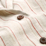 KINGS OF INDIGOAthalie Short Sleeve Shirt | Linen Stripe RedXS