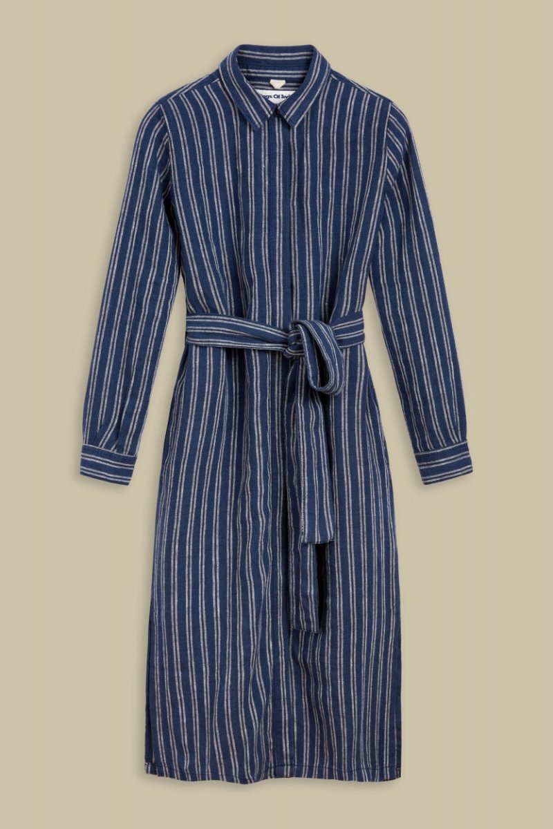 KINGS OF INDIGOMaggy Dress | Linen Navy Double StripeXS