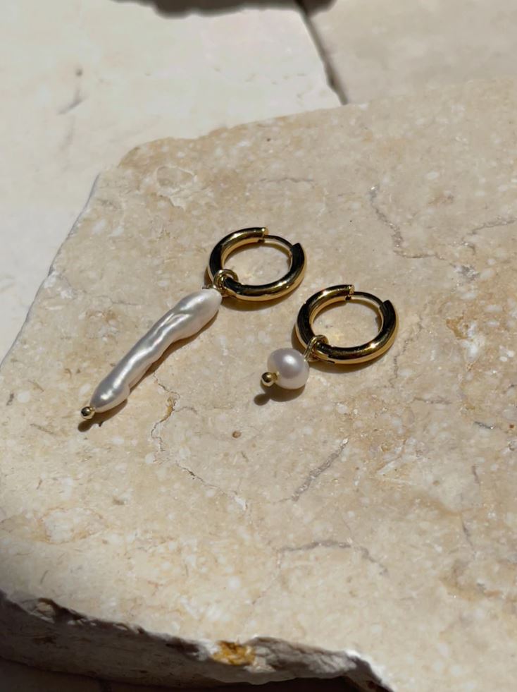 NAMAKA MADEBiwa Pearl Gold Hoops
