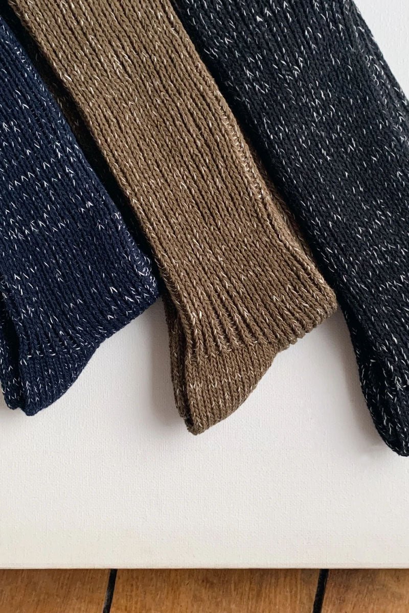 NISHIGUCHI KUTSUSHITABoston Hemp/Cotton Slab Sock | Khaki Moss23-25 cm